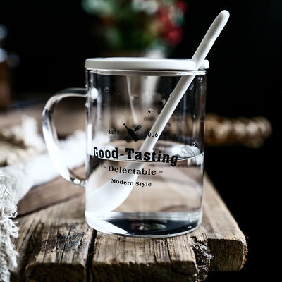 Handmade Clear 500ml Glass Cup , Nordic Style Glass Reusable Coffee Cup supplier